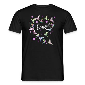Liebe Hummingbird Heart Vogelbeobachter Kolibri - Männer T-Shirt - Schwarz - Vorne - AI Model Male 178 light (178cm)