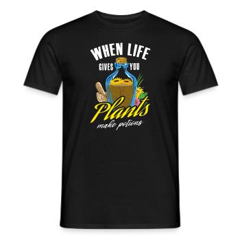 Wenn das Leben Ihnen Pflanzen gibt, machen Tr�nke - Männer T-Shirt - Schwarz - Vorne - AI Model Male 178 light (178cm)