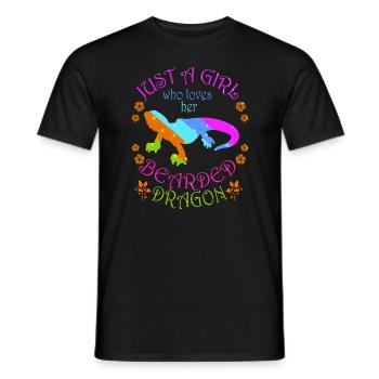 Nur ein M�dchen, das ihren b�rtigen Drachen liebt - Männer T-Shirt - Schwarz - Vorne - AI Model Male 178 light (178cm)