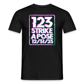 123 Streik eine Pose am 31.12.23 Silvester 123Sday - Männer T-Shirt - Schwarz - Vorne - AI Model Male 178 light (178cm)