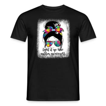 Z�nden Sie es Blue Autism Awareness auf, hell es b - Männer T-Shirt - Schwarz - Vorne - AI Model Male 178 light (178cm)