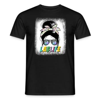 Lablife Messy Bun Frauenlabortechniker - Männer T-Shirt - Schwarz - Vorne - AI Model Male 178 light (178cm)