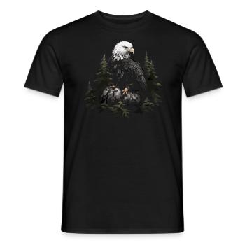 Forêt animale d’aigle à tête blanche - T-shirt homme - noir - Devant - AI Model Male 178 light (178cm)