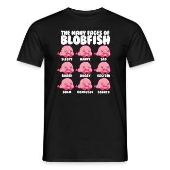 Die vielen Gesichter von Blobfish Love Blobfish lu - Männer T-Shirt - Schwarz - Vorne - AI Model Male 178 light (178cm)