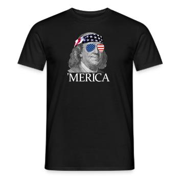 Merica Ben Franklin Patriotischer 4. Juli Franklin - Männer T-Shirt - Schwarz - Vorne - AI Model Male 178 light (178cm)