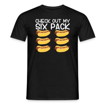 Schauen Sie sich mein Six Pack Funny Hotdog Abs 4. - Männer T-Shirt - Schwarz - Vorne - AI Model Male 178 light (178cm)