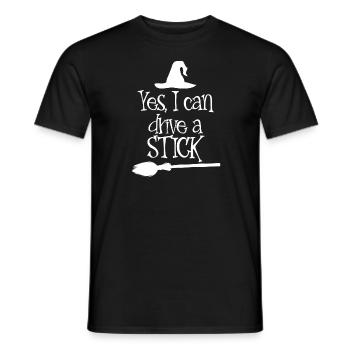 Ja, ich kann einen Stick -Halloween -Hexen fahren, - Männer T-Shirt - Schwarz - Vorne - AI Model Male 178 light (178cm)