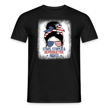 Sterne Streifen und reproduktive Rechte chaotische - Männer T-Shirt - Schwarz - Vorne - AI Model Male 178 light (178cm)