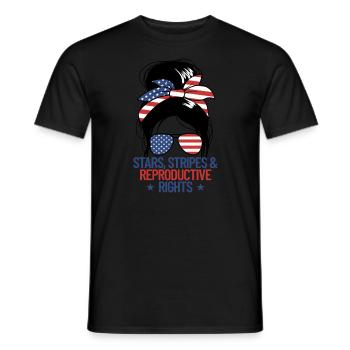 Sterne Streifen und reproduktive Rechte chaotische - Männer T-Shirt - Schwarz - Vorne - AI Model Male 178 light (178cm)