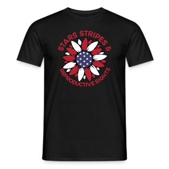 Sterne Streifen und reproduktive Rechte Sonnenblum - Männer T-Shirt - Schwarz - Vorne - AI Model Male 178 light (178cm)