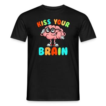 Küss dein Gehirn, s��er Lehrer zur�ck in die Schul - Männer T-Shirt - Schwarz - Vorne - AI Model Male 178 light (178cm)