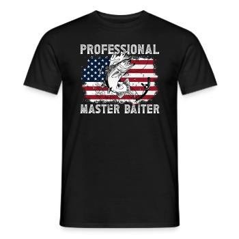 Professional Master Bait Funny Fishing Mä - Men's T-Shirt - black - Front - AI Model Male 178 light (178cm)