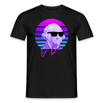 George Washington Vaporwave American History - Men's T-Shirt - black - Front - AI Model Male 178 light (178cm)