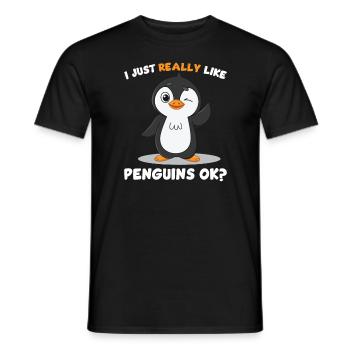 I like penguins well, ok, dear penguins kids kid - Men's T-Shirt - black - Front - AI Model Male 178 light (178cm)