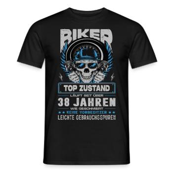 Biker 38 Jahre Motorradfahrer Geburtstag Motorrad - Männer T-Shirt - Schwarz - Vorne - AI Model Male 178 light (178cm)