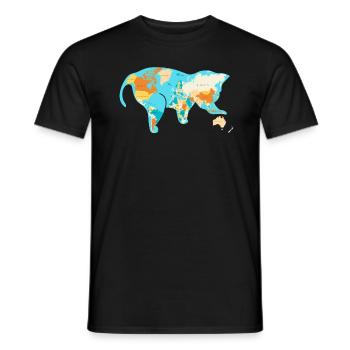 World ist eine Katze, die mit der australischen Ge - Männer T-Shirt - Schwarz - Vorne - AI Model Male 178 light (178cm)