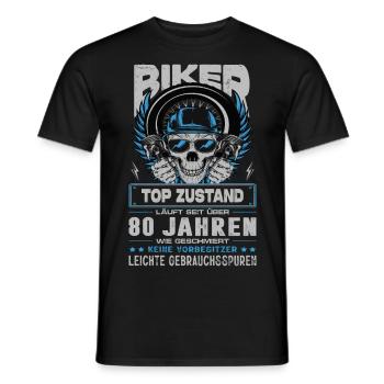 Biker 80 Jahre Motorradfahrer Geburtstag Motorrad - Männer T-Shirt - Schwarz - Vorne - AI Model Male 178 light (178cm)