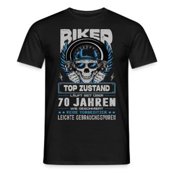Biker 70 Jahre Motorradfahrer Geburtstag Motorrad - Männer T-Shirt - Schwarz - Vorne - AI Model Male 178 light (178cm)