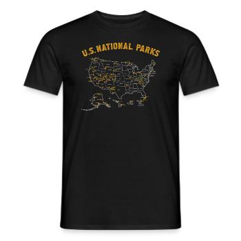 US National Parks USA MAP Wandercamp Kinder Campin - Männer T-Shirt - Schwarz - Vorne - AI Model Male 178 light (178cm)