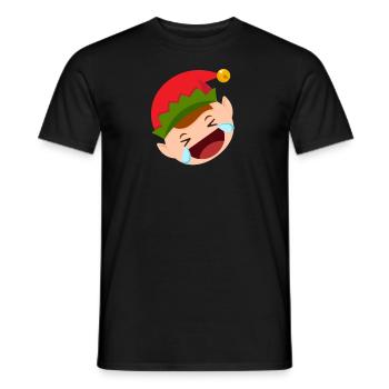 Elf Emoticons rollen auf dem Boden und lachen Weih - Männer T-Shirt - Schwarz - Vorne - AI Model Male 178 light (178cm)
