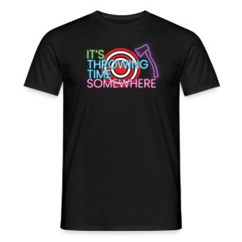 It throws time at a funny axe that is attached to a - Men's T-Shirt - black - Front - AI Model Male 178 light (178cm)