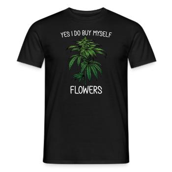 Ja, ich kaufe mir Blumen Marihuana -Frauenpotentis - Männer T-Shirt - Schwarz - Vorne - AI Model Male 178 light (178cm)