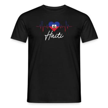 Haiti süße Haiti Flagge Herz Herzschlag stolz hait - Männer T-Shirt - Schwarz - Vorne - AI Model Male 178 light (178cm)