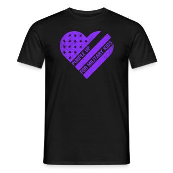 Lila up für Military Kids Heart USA Flagge - Männer T-Shirt - Schwarz - Vorne - AI Model Male 178 light (178cm)