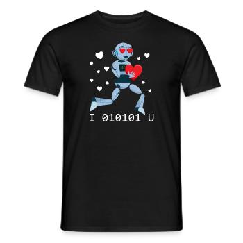 Ich liebe dich binär 01010 Roboter Valentine Robot - Männer T-Shirt - Schwarz - Vorne - AI Model Male 178 light (178cm)