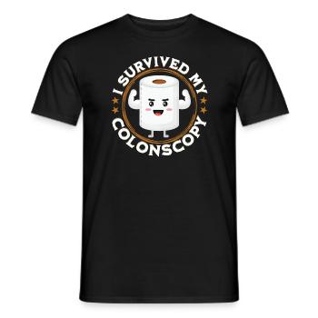 Ich überlebte meine Koloskopie -Darmkrebs -Kolosko - Männer T-Shirt - Schwarz - Vorne - AI Model Male 178 light (178cm)