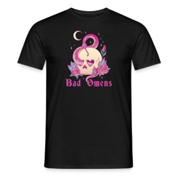 Schlechte Omens Schlange und Schädel Grunge Goth F - Männer T-Shirt - Schwarz - Vorne - AI Model Male 178 light (178cm)