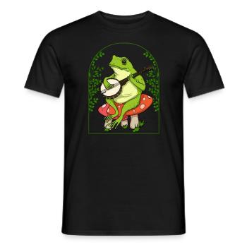 Frosch spielt Banjo Cottagecore Bluegrass Banjo - Männer T-Shirt - Schwarz - Vorne - AI Model Male 178 light (178cm)