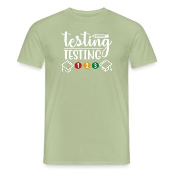 Testen Testen 123 Testtag Rock The Test Funny - Männer T-Shirt - Sage - Vorne - AI Model Male 178 light (178cm)