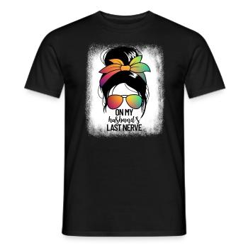 Über den letzten Nerv meines Mannes, Messy Bun, lu - Männer T-Shirt - Schwarz - Vorne - AI Model Male 178 light (178cm)