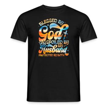 Von Gott gesegnet, von meinem Mann verwöhnt und be - Männer T-Shirt - Schwarz - Vorne - AI Model Male 178 light (178cm)