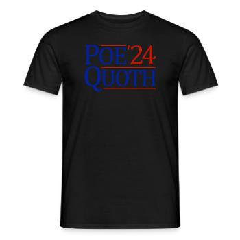 Poe Quoth 2024 Präsident Edgar Allan Poe - Männer T-Shirt - Schwarz - Vorne - AI Model Male 178 light (178cm)