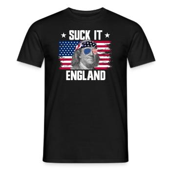 Suck It England Ben Franklin Gründerväter - Männer T-Shirt - Schwarz - Vorne - AI Model Male 178 light (178cm)