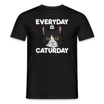 Jeden Tag ist Samstag. Lustige Katzenliebhaber-Mut - Männer T-Shirt - Schwarz - Vorne - AI Model Male 178 light (178cm)