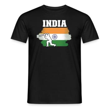 Indien-Flagge-Cricket-Spieler Indische Cricket-Fan - Männer T-Shirt - Schwarz - Vorne - AI Model Male 178 light (178cm)