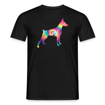 Dobermann Tye Dye Haustier Dobie Dobermann - Männer T-Shirt - Schwarz - Vorne - AI Model Male 178 light (178cm)