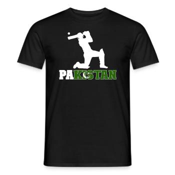 Cricket-Spieler mit pakistanischer Flagge. Cricket - Männer T-Shirt - Schwarz - Vorne - AI Model Male 178 light (178cm)