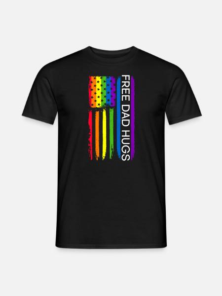 Kostenlose Papa-Umarmungen LGBTQ-Regenbogen-USA-Fl - Männer T-Shirt - Schwarz