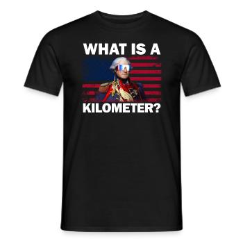 George Washington 4. Juli Was ist ein Kilometer? - Männer T-Shirt - Schwarz - Vorne - AI Model Male 178 light (178cm)