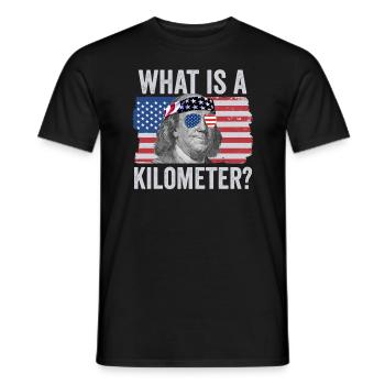 Was ist ein Kilometer Ben Franklin 4. Juli - Männer T-Shirt - Schwarz - Vorne - AI Model Male 178 light (178cm)