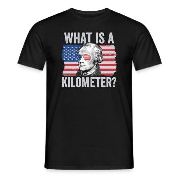 Alexander Hamilton 4. Juli Was ist ein Kilometer? - Männer T-Shirt - Schwarz - Vorne - AI Model Male 178 light (178cm)