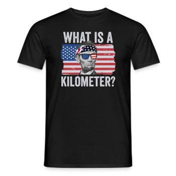 Abraham Lincoln 4. Juli Was ist ein Kilometer? - Männer T-Shirt - Schwarz - Vorne - AI Model Male 178 light (178cm)