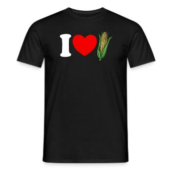 Ich liebe Mais. Rotes Herz. Lustiger Maisliebhaber - Männer T-Shirt - Schwarz - Vorne - AI Model Male 178 light (178cm)