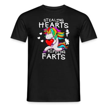 Herzen stehlen und Fürze zerreißen. Lustiger Valen - Männer T-Shirt - Schwarz - Vorne - AI Model Male 178 light (178cm)