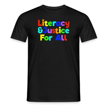 Alphabetisierung und Gerechtigkeit für alle Bücher - Männer T-Shirt - Schwarz - Vorne - AI Model Male 178 light (178cm)