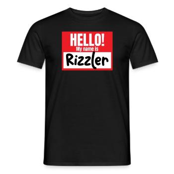 Hallo, mein Name ist Rizzler. Lustiges Namensschil - Männer T-Shirt - Schwarz - Vorne - AI Model Male 178 light (178cm)